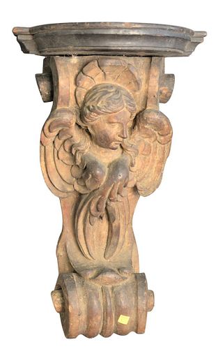Carved Caryatid Shelf on Scroll, 18th/19th century, height 24 inches.