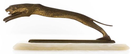 Art Deco Bronze Model Of A Leaping Cheetah
