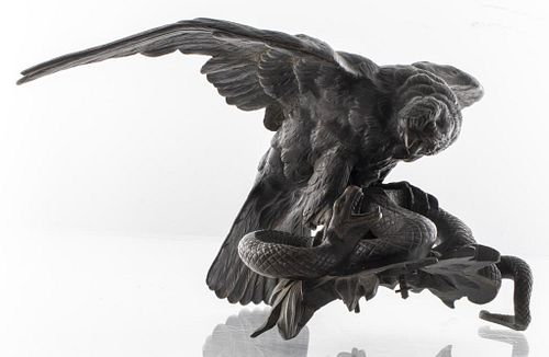 Animalier Bronze Model Of An Eagle And Snake