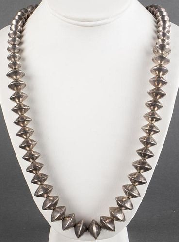 Orville Tsinni Navajo Silver Beaded Necklace