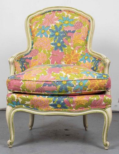 Modern Rococo Style Floral Upholstered Armchair