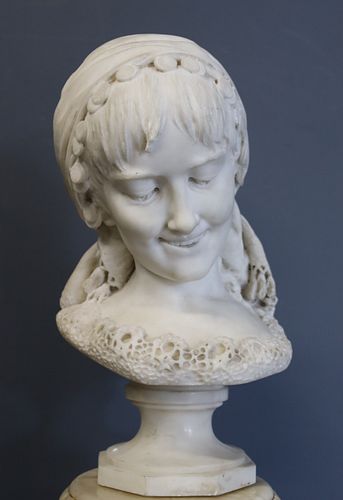 Angelo Bottinelli Signed Marble Bust Of An