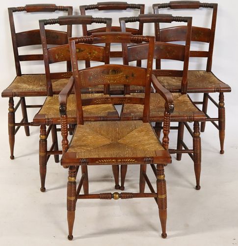 6 Matched Antique Hitchcock Style Chairs.