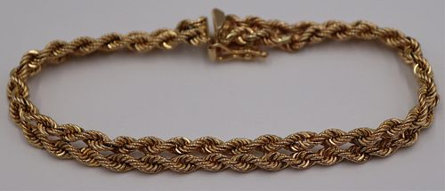 JEWELRY. 14kt Gold Double Rope Twist Bracelet.