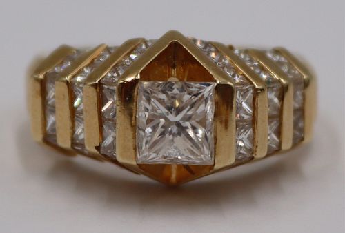 JEWELRY. 1.30ct Princess Cut Diamond and 14kt Gold