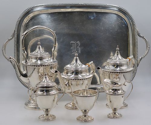 STERLING. (6) Pc. Sterling Tea Set and Tray.