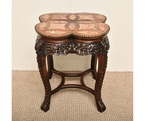Asian Carved Marble Top Table
