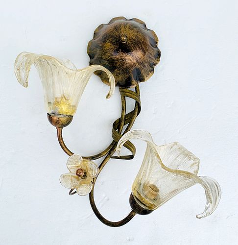 Murano Glass and Gold Gilt metal Sconce made in Italy