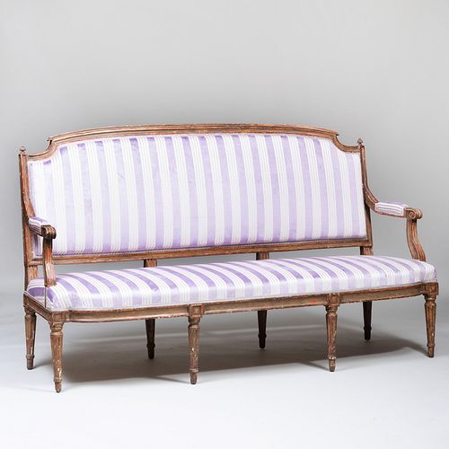 Louis XVI Style Painted and Parcel-Gilt Settee