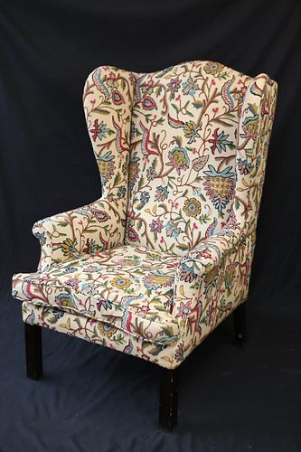 Crewelwork Upholstered Wing Chair