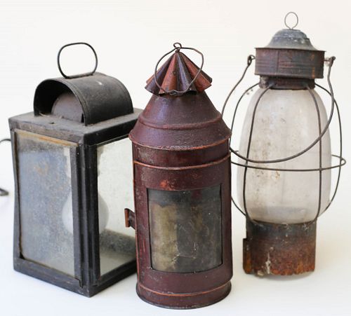 Three Antique Tin Lanterns