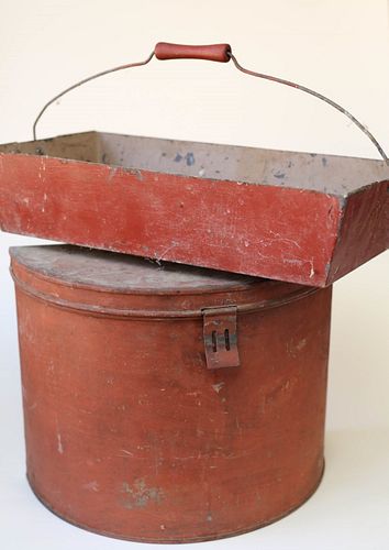 Antique Metal Tin and Carrier