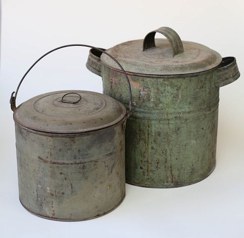 Two Antique Painted Tin Canister