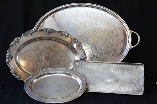 Four Silver Plated Trays