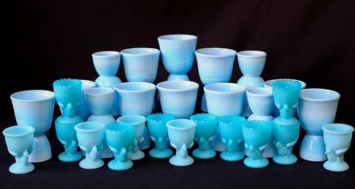 Blue Opaline Glass Egg Cups