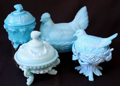 Blue Opaline Candy Dishes