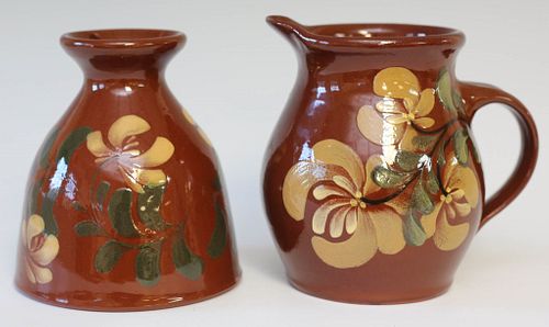 Two Pieces of Eldreth Pottery Redware