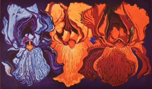 Lowell Nesbitt "Irises" Aquatint, Signed Edition