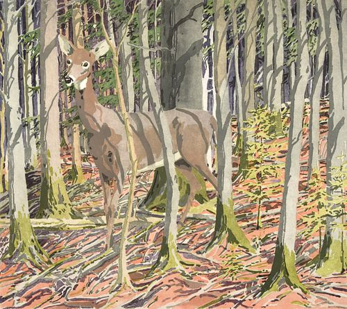 Neil Welliver "Deer" Etching, Signed Edition