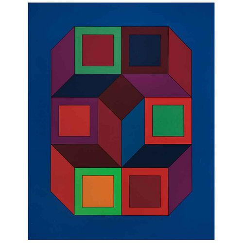 VICTOR VASARELY, Xico 4, Signed, Serigraphy on cardboard FV 26 / 260, 35.4 x 28.3" (90 x 72 cm)