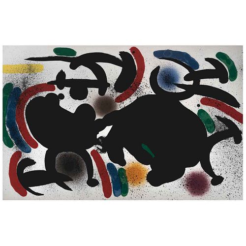 JOAN MIRÓ, Litografía original IV, from the suite of 12 Litografías originales, 1972, Unsigned, Lithography without print number, 12.2 x 18.8" (31 x 4