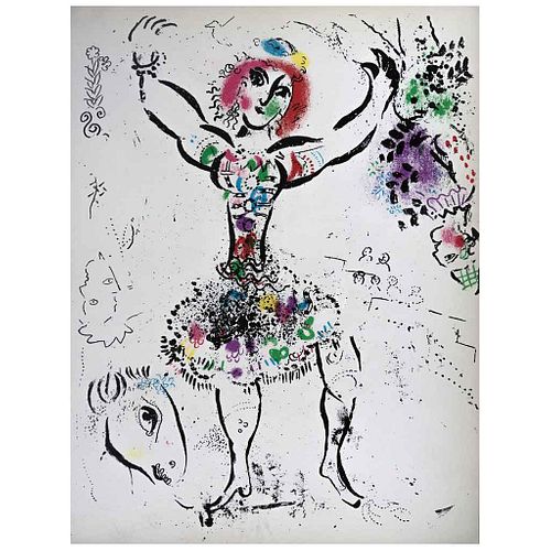MARC CHAGALL, La malabarista, 1960, Unsigned, Lithography without print number, 12.5 x 9.4" (32 x 24 cm)
