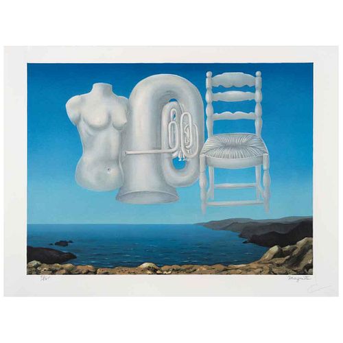 RENÉ MAGRITTE, Le temps menacant, 2010, Signed with stamp, Lithography 53 / 275, 14.9 x 20" (38 x 51 cm), Stamp