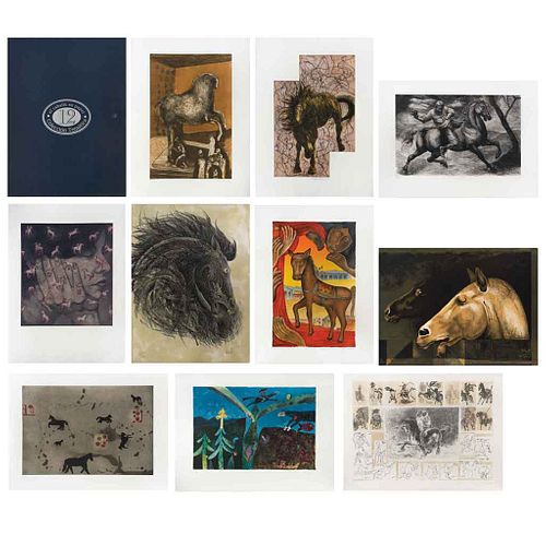 Various artists, El caballo en papel, Signed, Lithographies 109 / 150, 31.4 x 23.6" (80 x 60 cm) total binder measurements, Pieces: 10 in binder