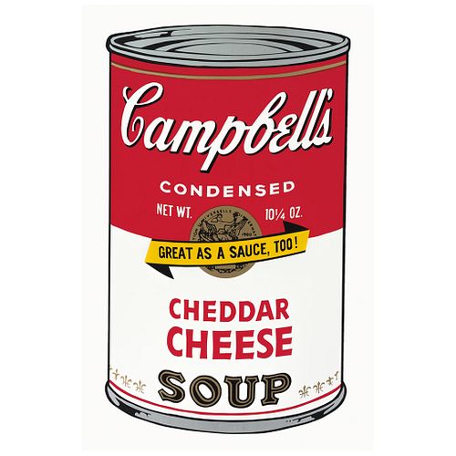 ANDY WARHOL, II. 63 : Campbell's Cheddar Cheese Soup, Stamp on back, Serigraph without print number, 31.8 x 18.8" (81 x 48 cm)