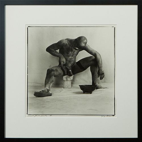 George Dureau (1930-2014, New Orleans), "Emmett Johnson Painting," 1985, vintage silver gelatin photograph, signed and dated lower right, titled and n
