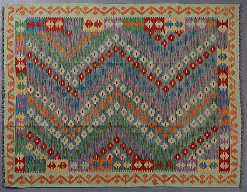 Turkish Kilim Carpet, 5' 1 x 6' 4.