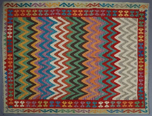 Turkish "Missoni Design" Flatweave Carpet, 8' 4 x 9' 9.