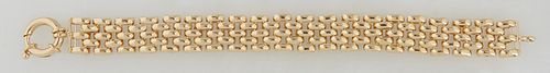 14K Yellow Gold Flexible Link Bracelet, stamped Romanza, Italy. H.- 5/8 in., W.- 7 3/4 in., Wt.- 1.43 Troy Oz. Provenance: The Estate of Dr. Sue LeBla