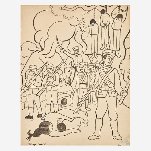 Diego Rivera (Mexican, 1886-1957) Untitled (Revolution) Illustration for "Fermin"