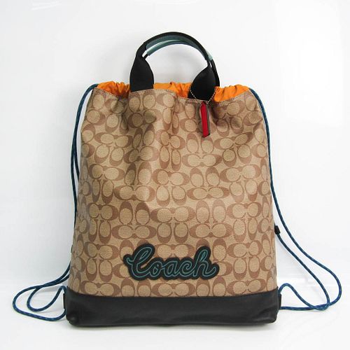 Coach Signature Taylor Drawstring F72929 Unisex Coated Canvas,Leather Backpack Beige,Black,Brown BF529288