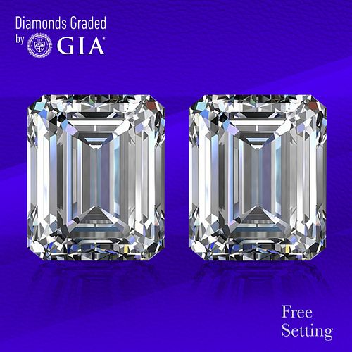 10.02 carat diamond pair Emerald cut Diamond GIA Graded 1) 5.01 ct, Color G, VVS2 2) 5.01 ct, Color G, VS1. Unmounted. Appraised Value: $766,600 