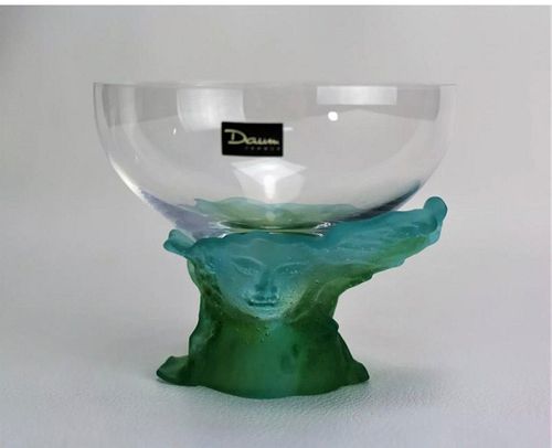 A DAUM Pate de Verre Lady Glass Bowl, Signed