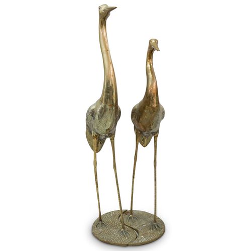 Pair of Brass Cranes