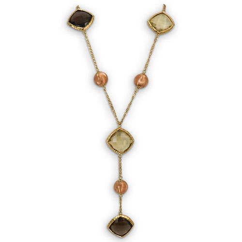 Italian 18k Gold and Topaz Necklace