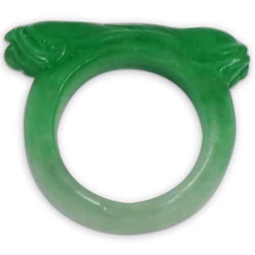 Antique Chinese Green Jade Ring- Size 8.5.