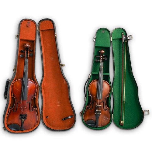 (3Pc) Antique German Violin Grouping