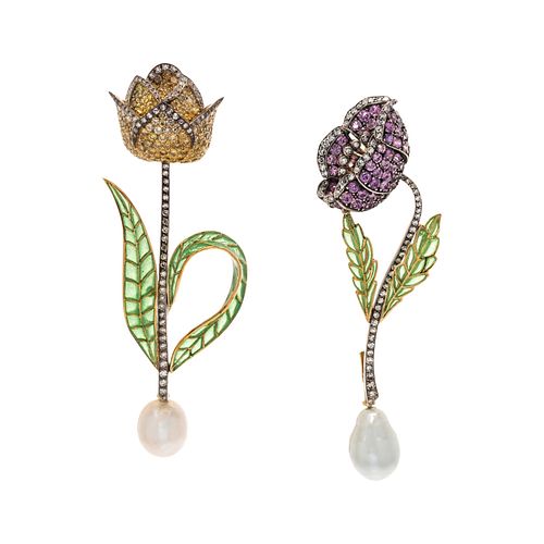 EVELYN CLOTHIER, COLLECTION OF MULTIGEM FLOWER BROOCHES