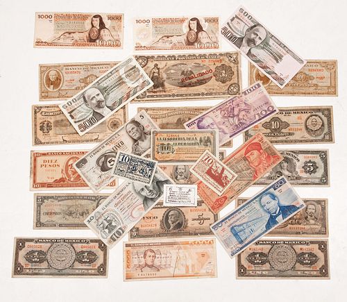 Colección de billetes con billetes del contexto de la Revolución Mexicana. México, Cuba y Alemania, Siglo XX. Piezas: 27