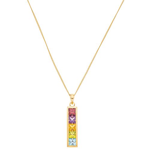 CHOKER AND PENDANT WITH SEMIPRECIOUS GEMS AND DIAMOND IN 18K YELLOW GOLD, H. STERN Weight: 4.1 g