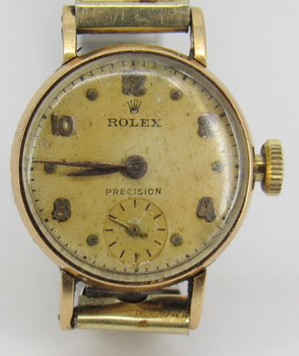 JEWELRY. Ladies Rolex Precision 18kt Gold Watch.