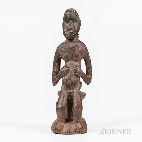 New Guinea Carved Wood Seated Figure