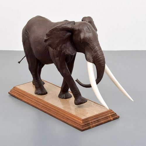 Paul Tadlock Bronze Elephant Sculpture, Paige Rense Noland Estate