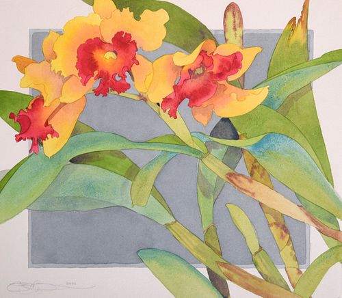 Gary Bukovnik Watercolor Painting, Floral
