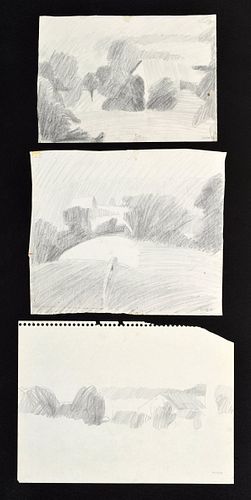 3 William Clutz Landscape Drawings