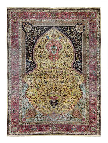 Vintage Silk Persian Tabriz , 6’ x 8’3"